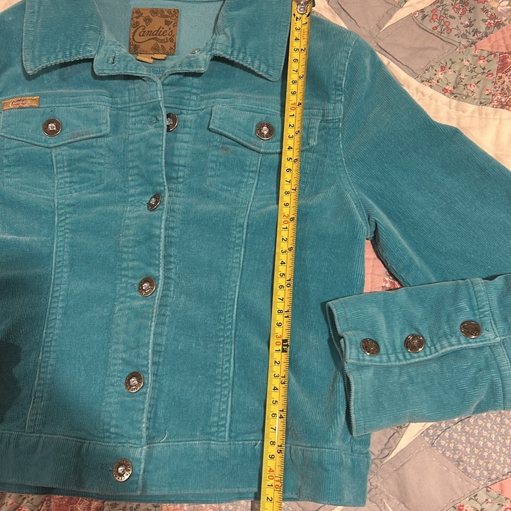 Candies Girls, Size L, Teal Blue Corduroy Jeans Jacket - Picture 7 of 11